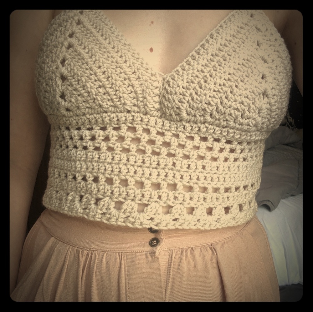 Handmade Crochet Crop Top/Cover Up